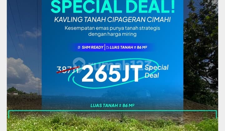 Dijual Tanah Cipageran Cimahi One Gate Akses Jalan 2 Mobil