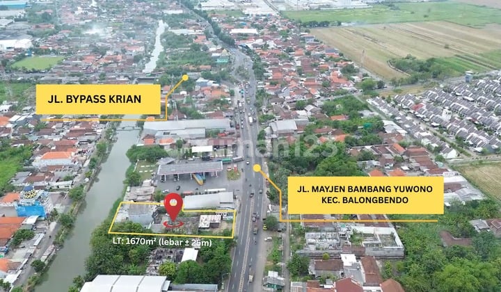 Jual Tanah & Bangunan di Raya Mayjen Bambang Yuwono, Balongbendo, Mlirip-Krian Cocok untuk kompleks ruko, gudang, pabrik
