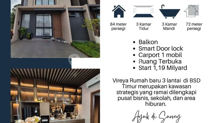 Rumah Baru BSD Cluster Vireya Lynelle di Pusat Kota BSD Hanya7 Menit ke Pintu Tol