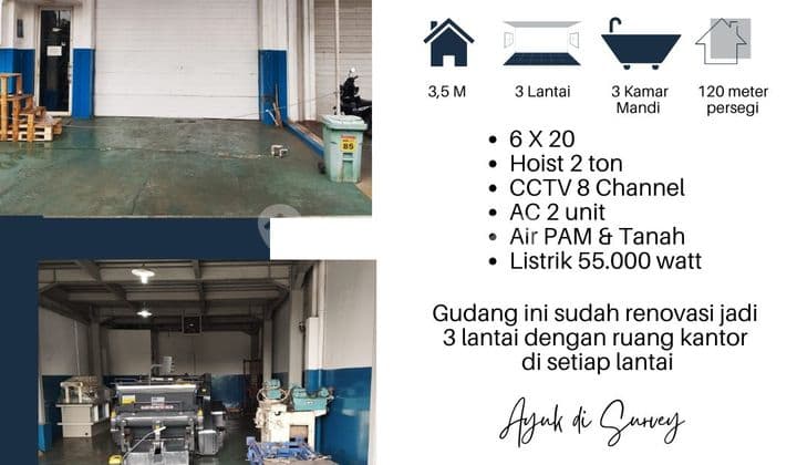 3-Story Warehouse Fully Renovated Free 2-Ton Hoist Only 10 Minutes to Rawa Buaya Toll Road West Jakarta