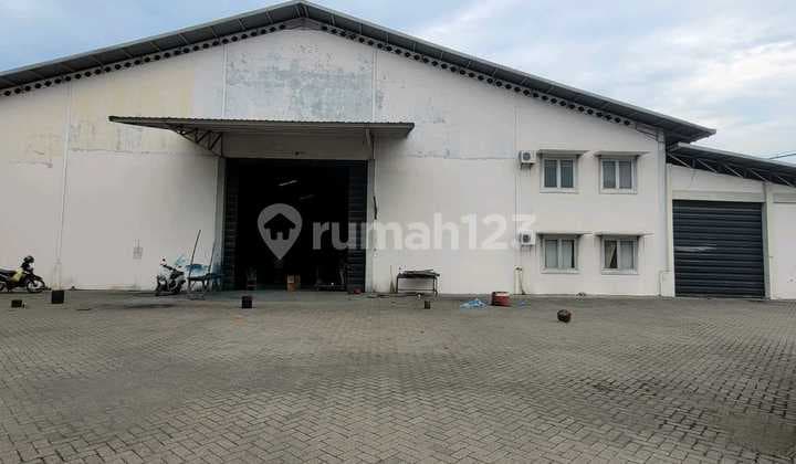 Gudang Lantai Cor Romokalisari Dua Gerbang Gudang dan Halaman Sendiri