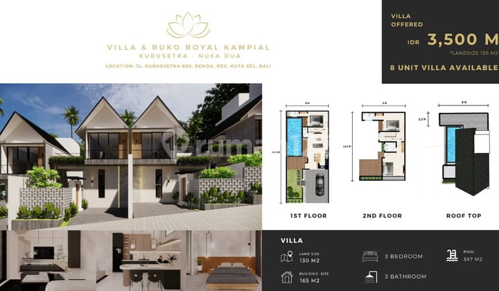 Villa 2 Lantai Plus Rooftop Mewah Berlokasi Di Nusa Dua Bali