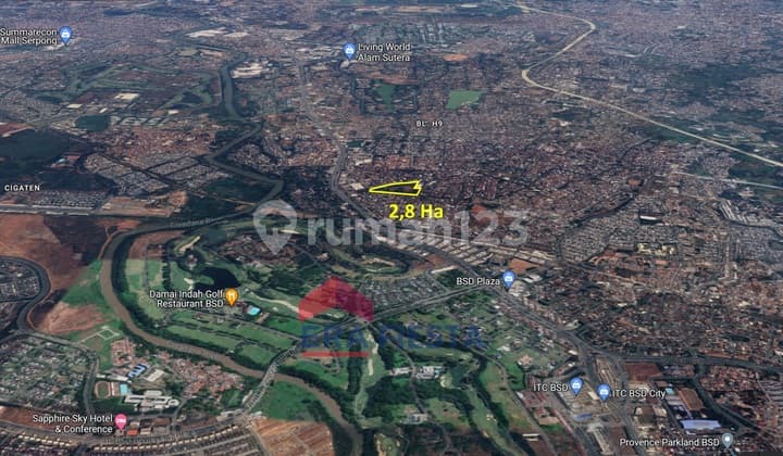 Tanah Kavling Komersial 2,8 Ha Villa Melati Mas Serpong Tangerang