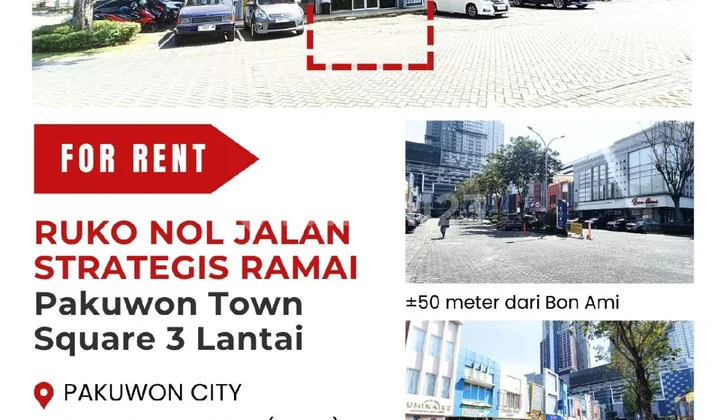 Sewa Ruko 3,5 Lantai Lokasi Hadap Jalan Pakuwon Town Square Pakuwon City