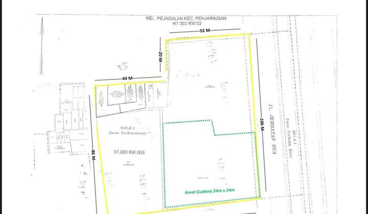 Tanah Jembatan Dua Raya Luas 9200M2 Sudah SHM Lokasi Strategis