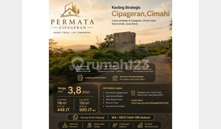 For Sale: Permata Cipageran Land Plot, North Cimahi