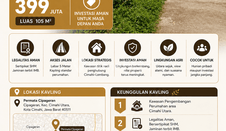 For Sale: Permata Cipageran Land Plot, North Cimahi