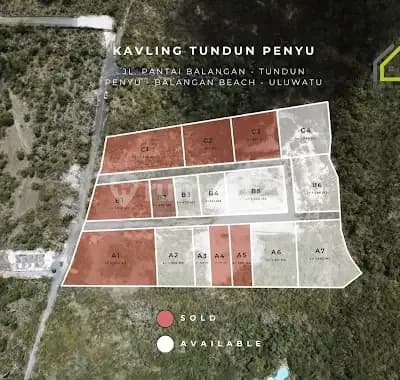 Tanah Kavling Siap Bangun Pemandangan Indah Cocok Villa/Resort di Jl. Pantai Balangan Tundun Penyu Balangan Beach Uluwatu, Badung Sertifikat Hak Milik 450 M²