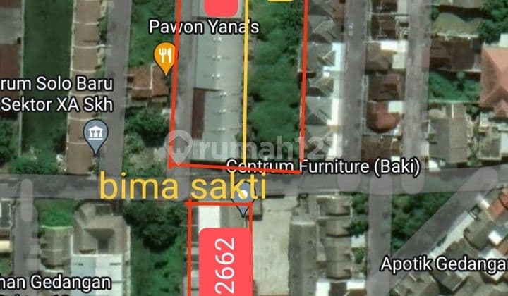 Dijual gudang plus tanah raya solo baki tembus gang nanas