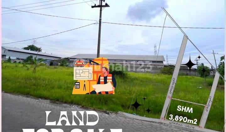 Tanah Industri Benowo Surabaya Barat 3890M2 Nol Jalan Cocok Gudang Lebar 80 Meter