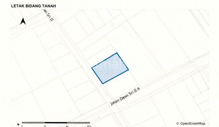 4.53 are Lebar depan/ belakang = 17m / 18m Panjang = 25m 1.95M/are Dekat perempatan BCA sunset & Krisna oleh2