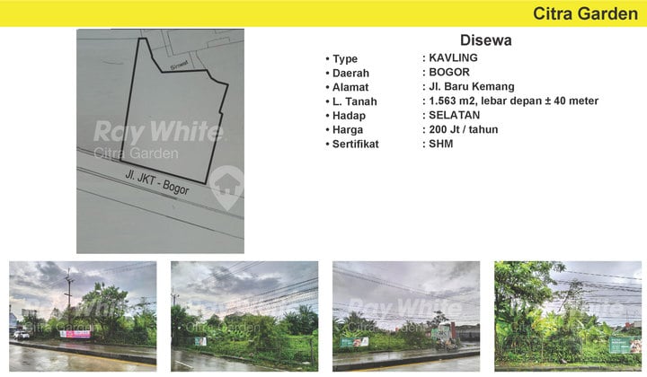 Kavling Strategis Disewa di Jalan Baru Kemang, Bogor