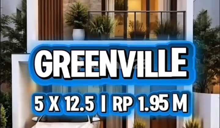For Sale New House in Green Ville - Near Tanjung Duren, Land Area 62.5M2 (5x12.5) / 2 Floors, Building Area 90M2, 3 Bedrooms, 3 Bathrooms, Certificate of Ownership, Best Location, Quiet Area, Modern Minimalist Design, Pile Foundation, Price: 1.95 Billion.