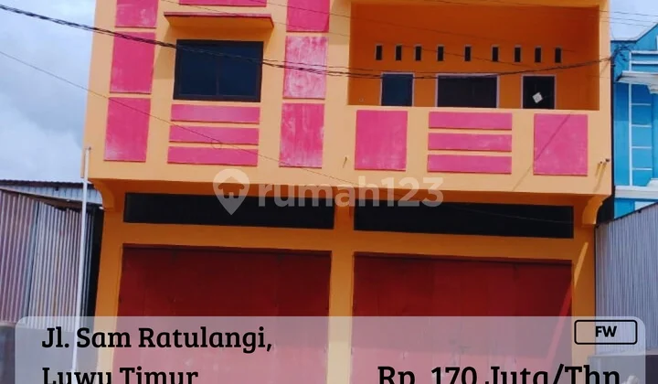 Disewakan Ruko Siap Pakai 2 LT Poros Dr Sam Ratulangi Luwu FW
