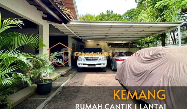 Beautiful 1-Story House Plus Pavilion with Spacious Yard in Bangka Kemang