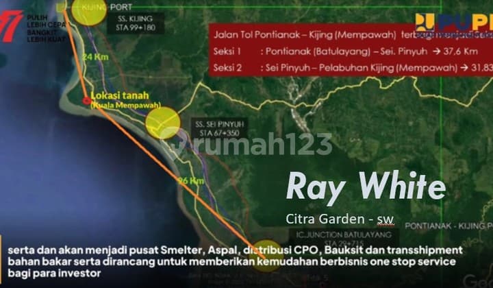 Murah!, Harga Turun, Dijual Tanah 30Ha, SHM, Prospek Cerah Dekat Toll (Lihat Video), Siap Pakai di Kuala Secapah, Dekat Pelabuhan Internasional Kijing, Ada Proyek Danatara, Kal Bar