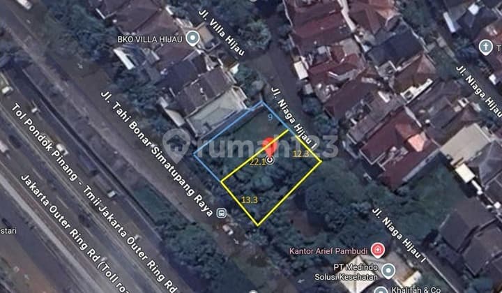 Murah! Tanah Dijual 338M2,Jl Villa Hijau - Pondok Pinang/Indah, Belakang Tb Simatupang, Jak-Sel