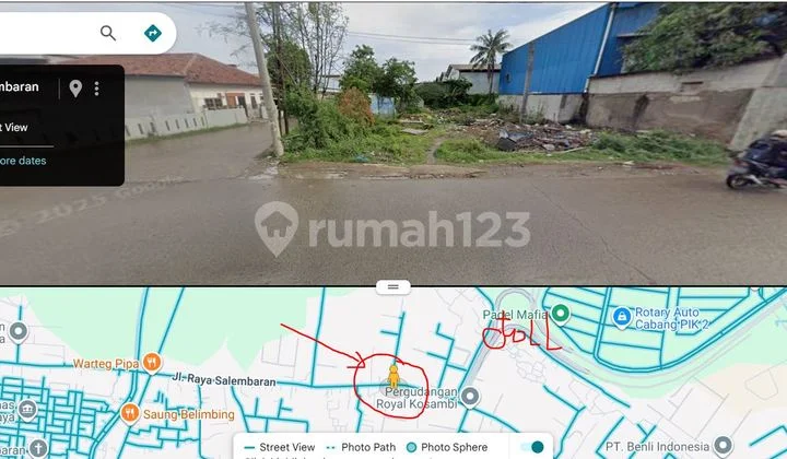 Harga Turun!, Tanah Jual, LT: 583M2 (19X32), Rp 6,5Jt/M2, SHM, Timur, Dekat Toll (Lihat Video), Jl. Salembaran Raya (Pergudangan), Tangerang