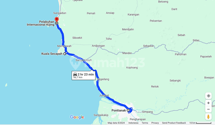 Murah!, Harga Turun, Dijual Tanah 30Ha, SHM, Prospek Cerah Dekat Toll (Lihat Video), Siap Pakai di Kuala Secapah, Dekat Pelabuhan Internasional Kijing, Ada Proyek Danatara, Kal Bar