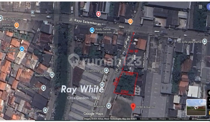 Tanah Dijual LT: 560M2 (20X28), Barat, Dekat Exit Toll Kataraja, Daerah Pergudangan-Pabrikan, Jl Pipa - Salembaran Raya, Kosambi, Tangerang