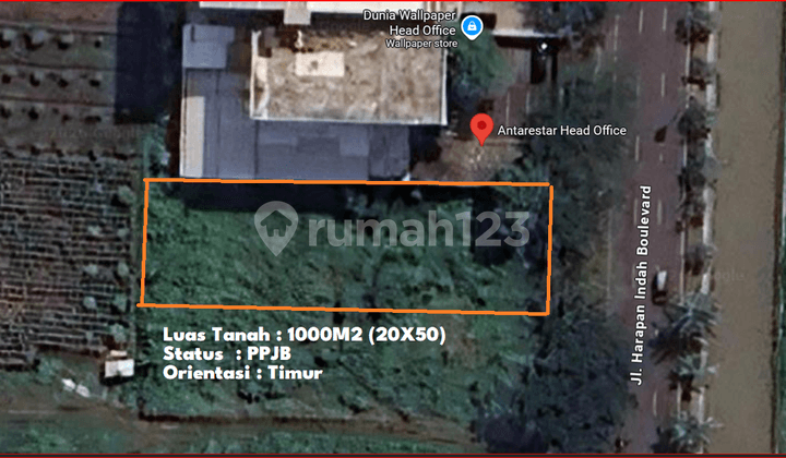 Land For Sale LAND SIZE: 1000M2 (50X20), Commercial Plot Kota Harapan Indah Blok Sn, Bekasi, West Java
