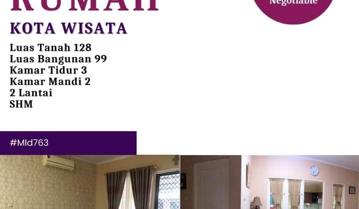 Dijual Rumah di Kota Wisata. Cocok untuk Investasi