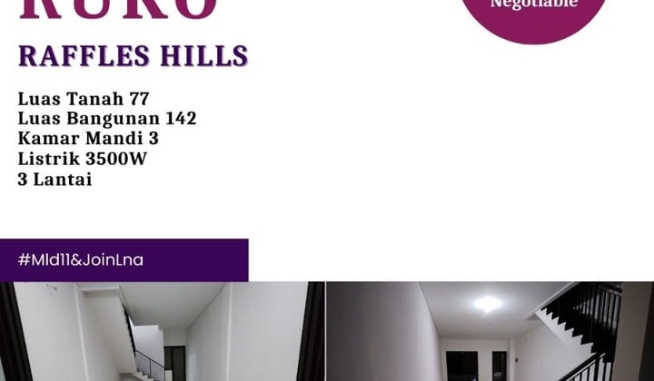 Sewa Ruko 3 Lantai Raffles Hills