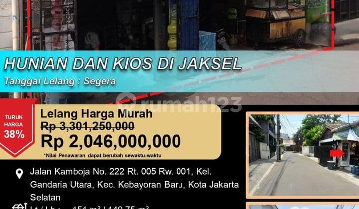 Ruko Kios 1 Lantai di Tengah Kota dan Ramai di Kebayoran Baru