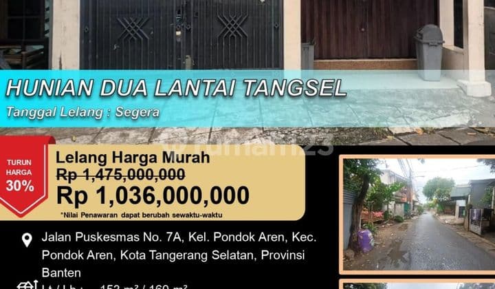 Hunian 2 Lantai Ada Kios Didepan di Tangerang Selatan