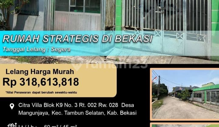 Rumah Minimalis Lokasi Strategis Murah di Tambun Selatan