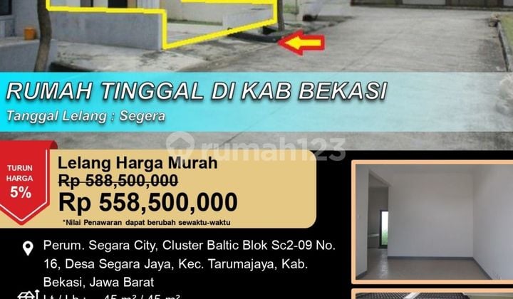 Rumah Cluster Baru Bagus Siap Huni di Segara City di Bekasi