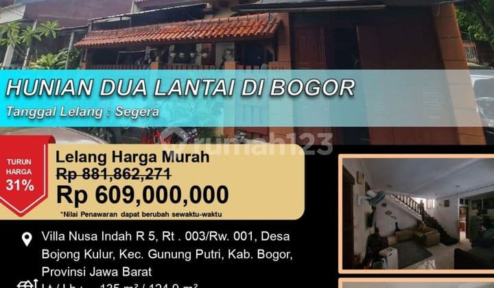 Hunian 2 Lantai Mewah Luas di Villa Nusa Indah