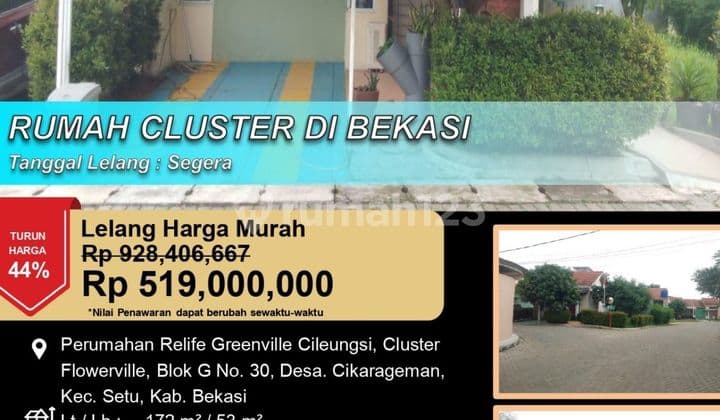 Rumah Cluster Minimalis Nyaman Siap Huni di Cileungsi