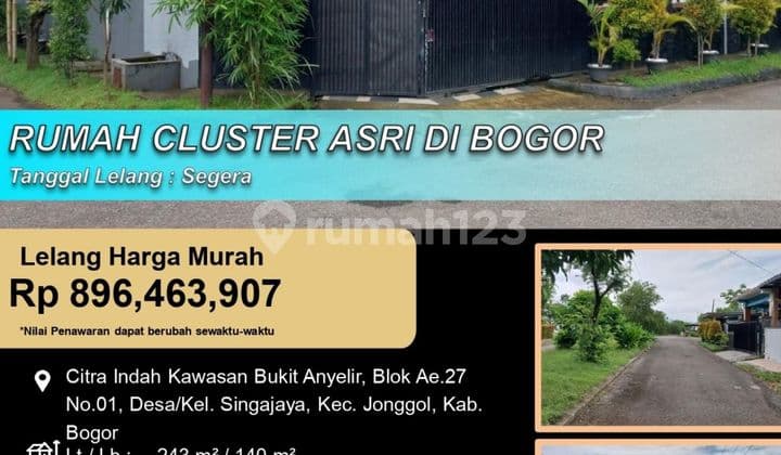 Rumah Cluster Posisi Hoek Nyaman dan Asri di Bogor