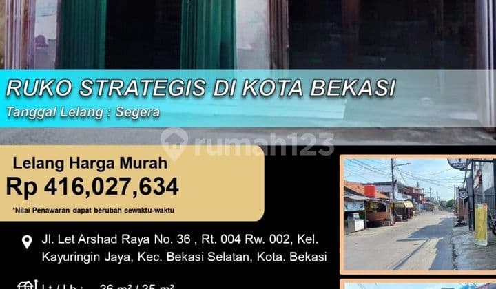 Ruko 1 Lantai Letak Strategis Siap Huni di Kota Bekasi
