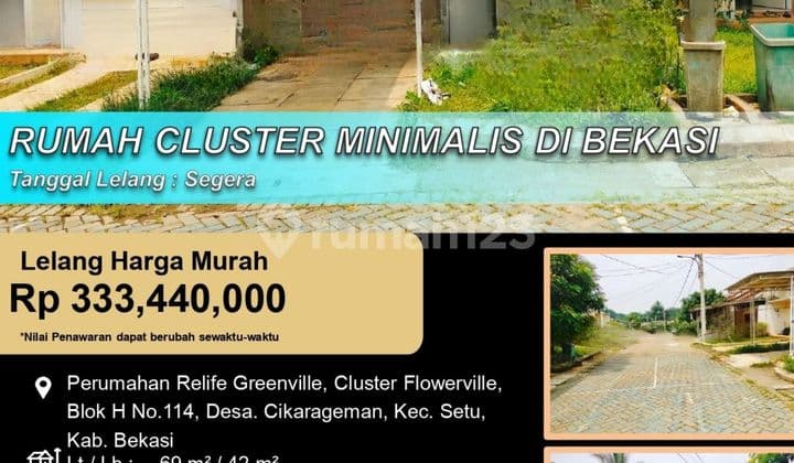 Rumah Cluster Minimalis Bagus Nyaman 1 Lantai di Bekasi