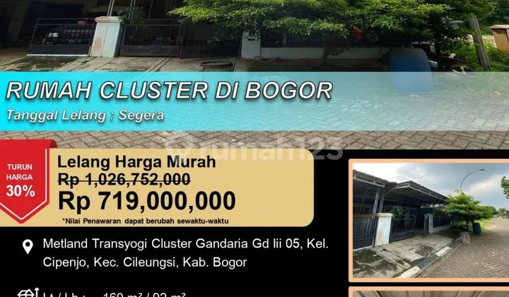 Rumah Cluster Luas dan Lapang di Metland Transyogi Bogor