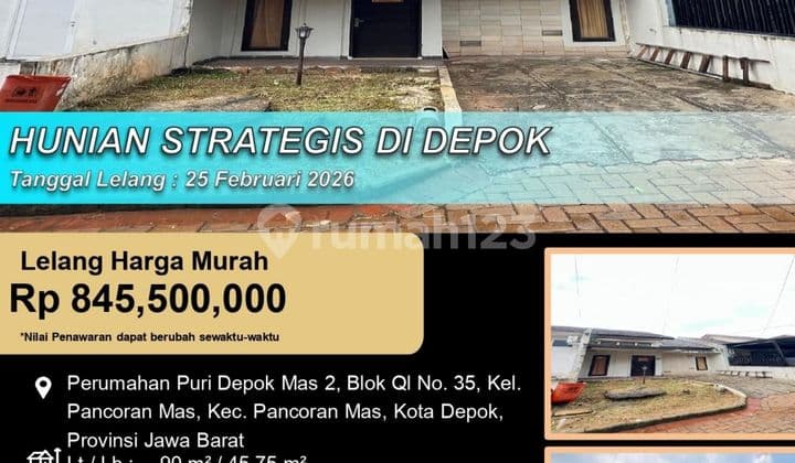 Hunian 1 Lantai Letak Strategis di Pancoran Mas Depok
