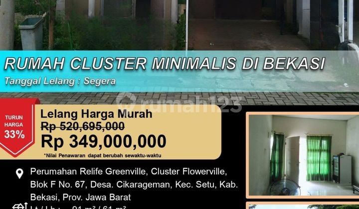 Rumah Cluster Minimalis 1 Lantai Nyaman dan Murah di Bekasi