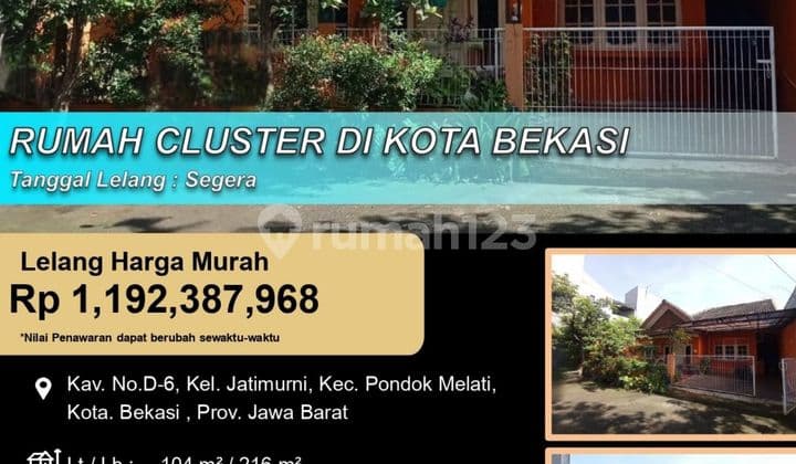 Rumah 1 Lantai Nyaman dan Asri di Kota Bekasi