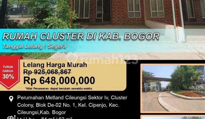 Rumah Cluster Minimalis Nyaman di Metland Cileungsi