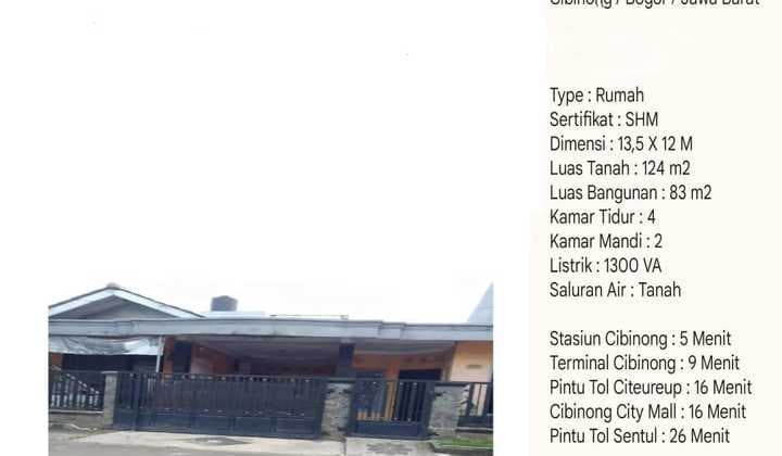 Dijual Cepat 2 Rumah Jadi 1 Rumah Cibinong/Bogor / Jawa Barat