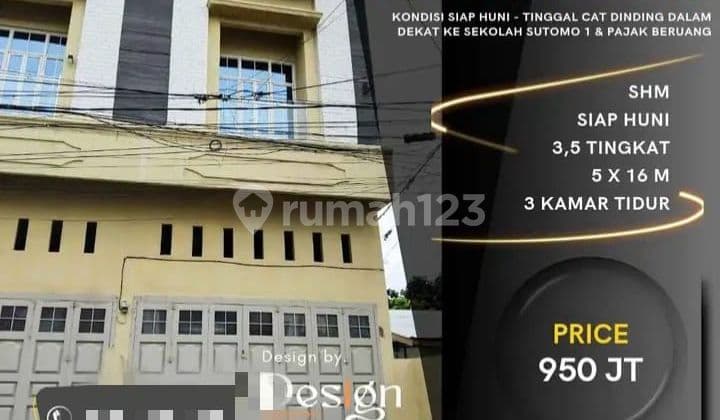 RUKO 3.5 TINGKAT DI INTI KOTA, DEKAT JL.SEI KERA,+ DEKAT SEKOLAH SUTOMO+ METHODIST 2 MEDAN