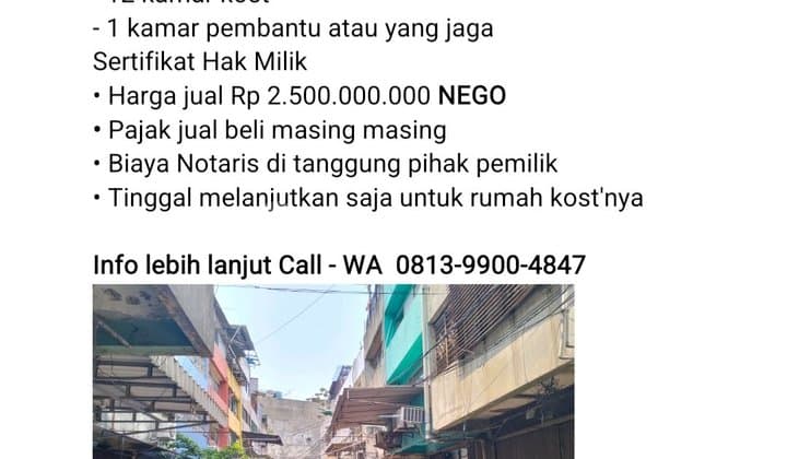 Di Jual Murah Rumah Kost Sudah Berjalan