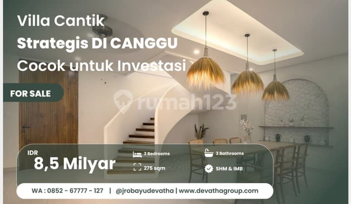Villa Baru Bergaya Mediterania Dijual di Babakan, Canggu – Lokasi Premium Dekat Batu Bolong