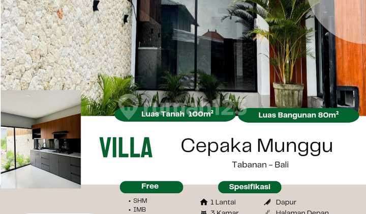 Dijual Villa Private Pool 3 Kamar Di Cepaka Dekat Munggu
