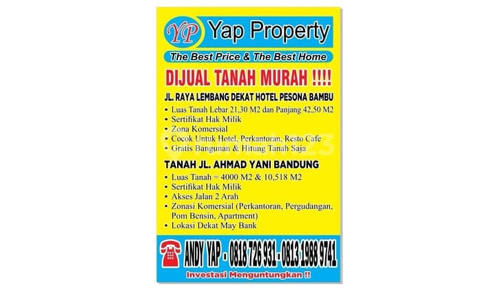 Bangunan Komersial Dekat Pesona Bambu Hotel Lembang. Gratis Bangunan Hitung Tanah Saja Ruang-Usaha