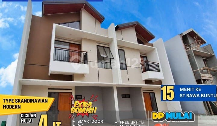 S525.rumah 2Lt Strategis Scandinavian Free Biaya Bakti Jaya Setu