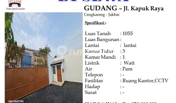Disewakan Gudang Besar di Kapuk Raya Cengk Jakarta Barat