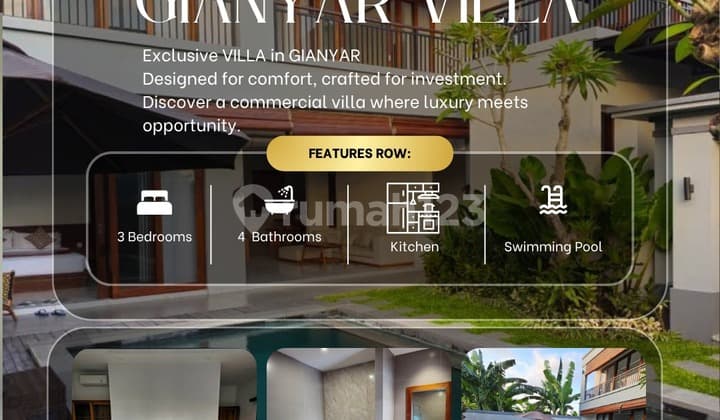 FOR SALE COMFORT VILLA WITH BEAUTIFUL SWIMMING POOL AND RICE FIELD VIEW IN GIANYAR